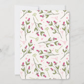 ピンクとグリーンの野生の花の模様の結婚式 招待状 (裏面)