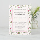 ピンクとグリーンの長い茎の野生の花の結婚式 招待状 (スタンド正面)