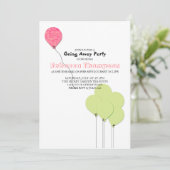 ピンクとグリーンの風船 送別会 招待状 (スタンド正面)
