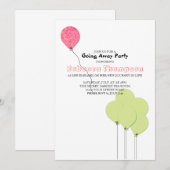 ピンクとグリーンの風船 送別会 招待状 (正面/裏面)