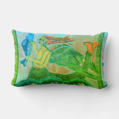 ピンクとグリーンの魚を持つ人魚 ランバークッション (裏面)