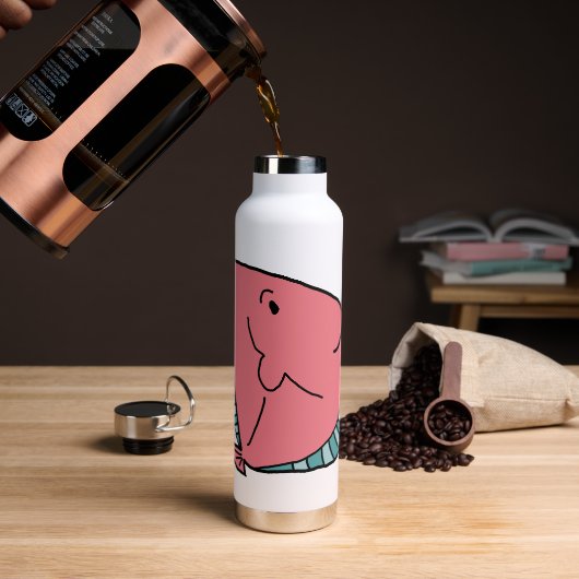 ピンクとグリーンの魚 ウォーターボトル (コーヒー)