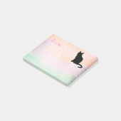 ピンクとグリーンの黒猫カスタムの名前を付ける ポストイット (アングル)