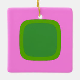 ピンクとグリーンの1105 - グルービーなレトロスタイルのアート セラミックオーナメント