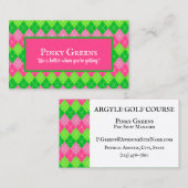 ピンクとグリーンアーガイルの白ステッチゴ名門私立校風のルフ 名刺 (正面/裏面)