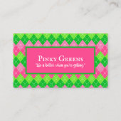 ピンクとグリーンアーガイルの白ステッチゴ名門私立校風のルフ 名刺 (正面)