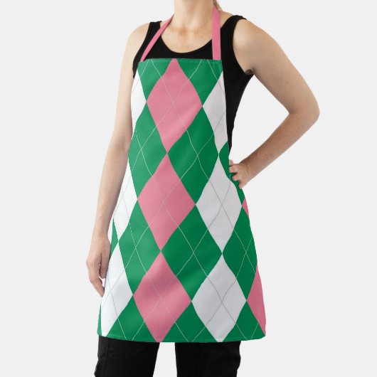 ピンクとグリーンアーガイル エプロン (インサイチュ)