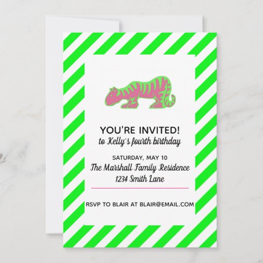 ピンクとグリーンタイガー 招待状 (正面)
