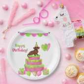 ピンクとグリーンダックシュント誕生日パーティープレート ペーパープレート (パーティー)