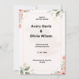 ピンクとグリーンパステルウォーターカラーフローラエレガントWe シーズンカード