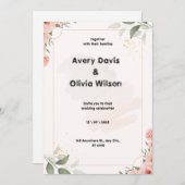 ピンクとグリーンパステルウォーターカラーフローラエレガントWe シーズンカード (正面/裏面)