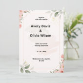 ピンクとグリーンパステルウォーターカラーフローラエレガントWe シーズンカード (スタンド正面)