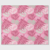 ピンクとグリーンパームリーフラッピング紙 ラッピングペーパー (フラット)