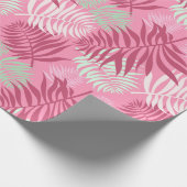 ピンクとグリーンパームリーフラッピング紙 ラッピングペーパー (角)