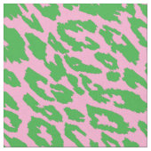 ピンクとグリーンヒョウ ファブリック (クローズアップ)