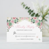 ピンクとグリーンフェアユタールエンチャントガーデンRSVP 出欠カード (スタンド正面)