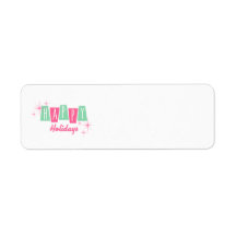 ピンクとグリーンホリデークリスマス住所 シール