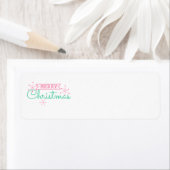 ピンクとグリーンホリデークリスマス住所 シール (インサイチュ)