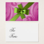 ピンクとグリーンボウギフトラベル (正面&裏面)