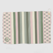 ピンクとグリーンモノグラムの ゴルフタオル (横)