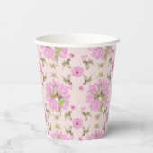 ピンクとグリーン懐かしいフローラ紙カップ 紙コップ (裏面)