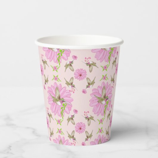 ピンクとグリーン懐かしいフローラ紙カップ 紙コップ (裏面)