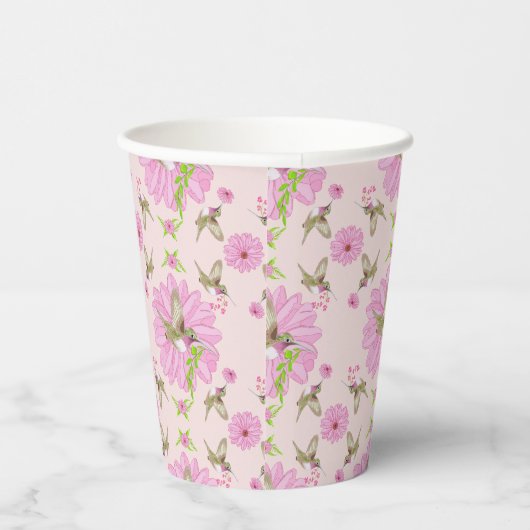 ピンクとグリーン懐かしいフローラ紙カップ 紙コップ (右)