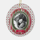 ピンクとグリーン私たちの最初のクリスマスオーナメント セラミックオーナメント (左)