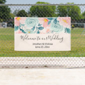 ピンクとグリーン結婚のフローラへようこそ縁ど 横断幕 (インサイチュ)