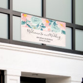 ピンクとグリーン結婚のフローラへようこそ縁ど 横断幕 (ビルの外側)