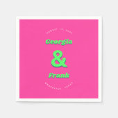 ピンクとグリーン結婚の婚約パーティ スタンダードカクテルナプキン (正面)