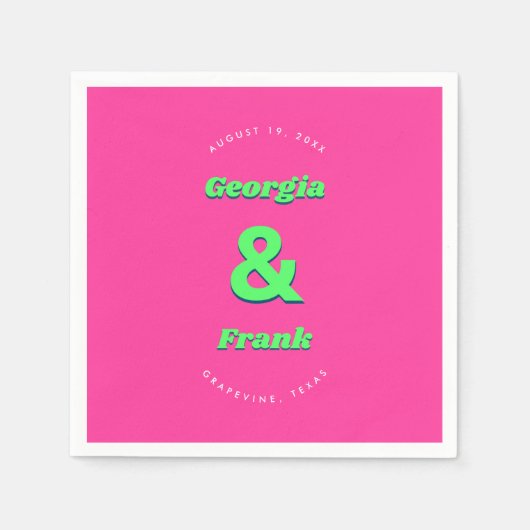 ピンクとグリーン結婚の婚約パーティ スタンダードカクテルナプキン (正面)