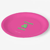 ピンクとグリーン結婚レトロ婚約パーティ ペーパープレート (アングル)