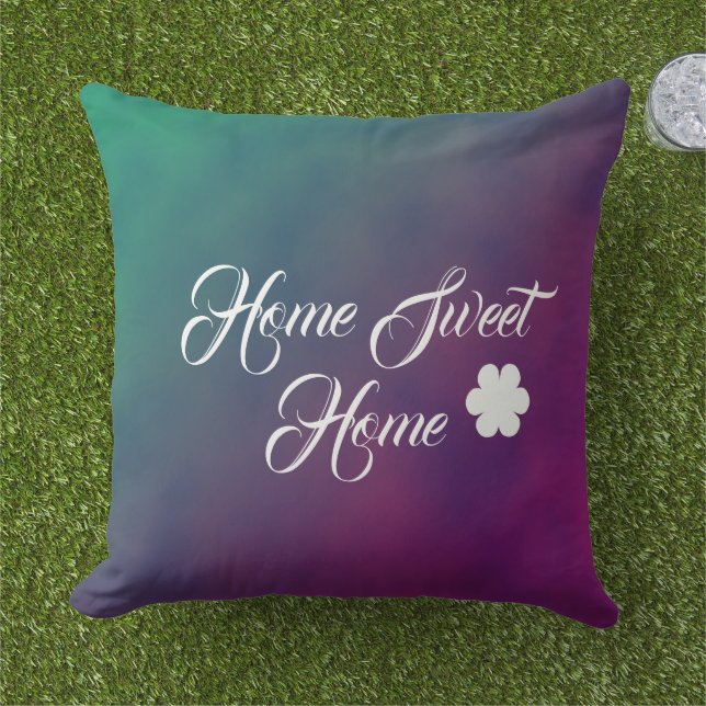 ピンクとグリーン芸術的の水色モダン アウトドアクッション (芝生)