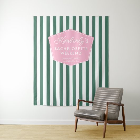 ピンクとグリーン1950年代のバケーションフォトバックグラウンド タペストリー (インサイチュ)