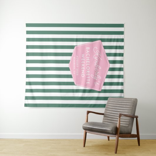 ピンクとグリーン1950年代のバケーションフォトバックグラウンド タペストリー (インサイチュ(横))