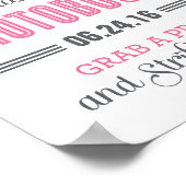 ピンクとグレイのカスタムウェディングフォトブースサイン ポスター (角)