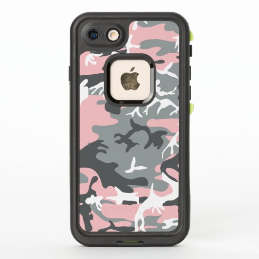 ピンクとグレイのカモフラージュ ミリタリー 軍 LifeProof iPhoneケース (裏面)