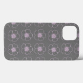 ピンクとグレイのフラワーモチーフiPhone 13ケース Case-Mate iPhoneケース (裏面 (横))