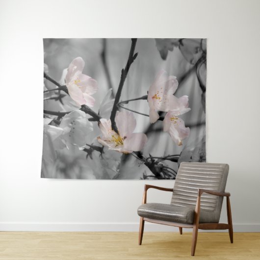 ピンクとグレイの桜 タペストリー (インサイチュ(横))