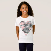 ピンクとグレイの迷彩柄 ミリタリー 軍 Tシャツ (正面フル)