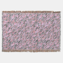 ピンクとグレーとグリーンのカモフラージュ柄の抽象画 スローブランケット