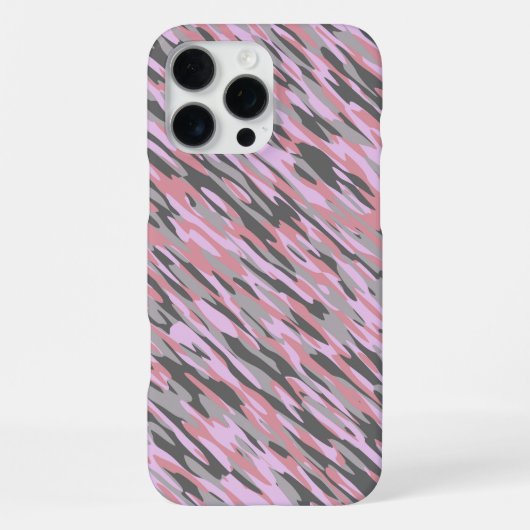 ピンクとグレーと緑のカモフラージュ抽象柄 iPhoneケース (裏面)
