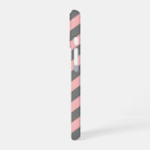 ピンクとグレーのかぎ状模様 iPhone 16ケース (左側面)