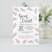 ピンクとグレーのかわいいスニーカー柄 招待状 (スタンド正面)