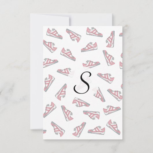 ピンクとグレーのかわいいスニーカー柄 招待状 (裏面)