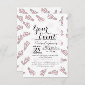 ピンクとグレーのかわいいスニーカー柄 招待状 (正面/裏面)