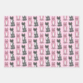 ピンクとグレーのかわいい子ネコ ラッピングペーパーシート (正面2)