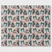 ピンクとグレーのかわいらしプレゼント包まれた誕生日 ラッピングペーパー (フラット)