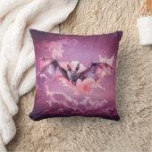 ピンクとグレーのこうもりピンクの雲スターハロウィーン クッション (ブランケット)